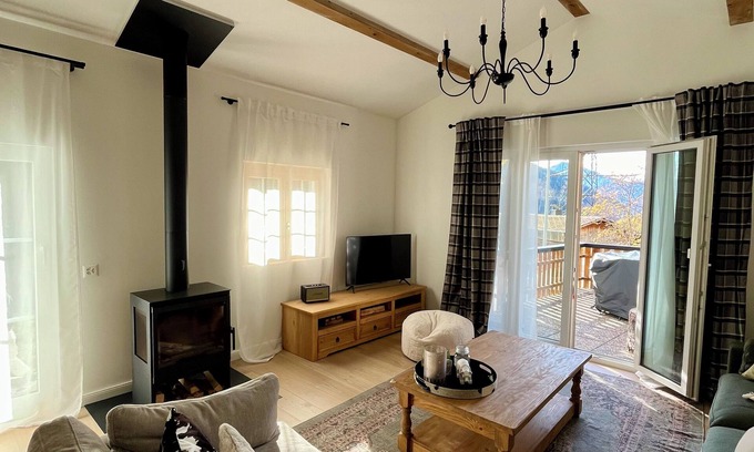 Leukerbad Ski Chalet | Newly Renovated Chalet with Fireplace and Stunning Mountain View