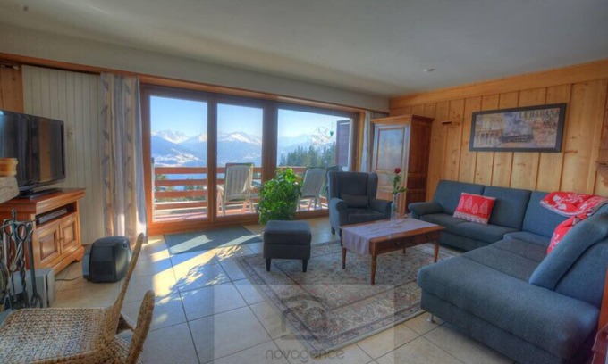 Anzere Apartment | Nice 3 rooms appartment with wifi in Anzère center.Pleasant living room with TV, chimney and terrace