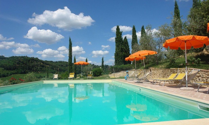 Poggibonsi Villa | Nice apartment in villa with pool, WIFI, TV, patio and panoramic view, close to San Gimignano