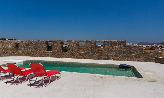 Paros Villa | NikoRamaVilla Swimming pool and BBQ with sea and mountains view