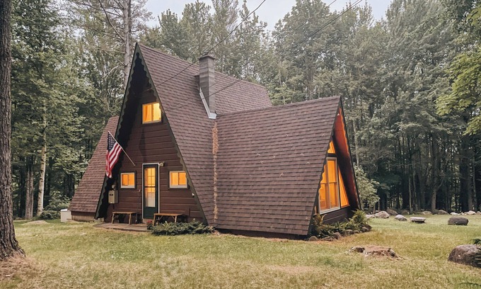 Lake Pleasant Cabin | North Country A-Frame Cabin: close to snow mobile trails, skiing, hiking & more!