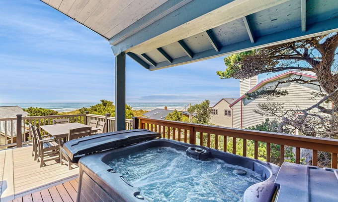 Manzanita Cottage | Ocean-view, dog-friendly home with private hot tub & deck - walk to the beach