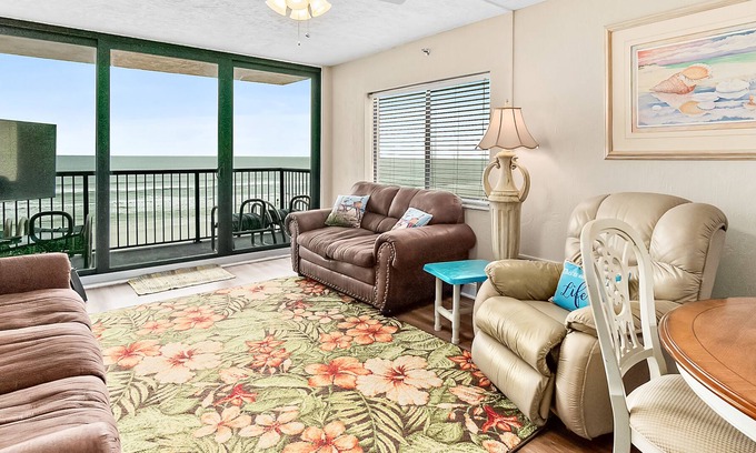 New Smyrna Beach Condo | Oceanfront condo with balcony, pool, tennis & shuffleboard