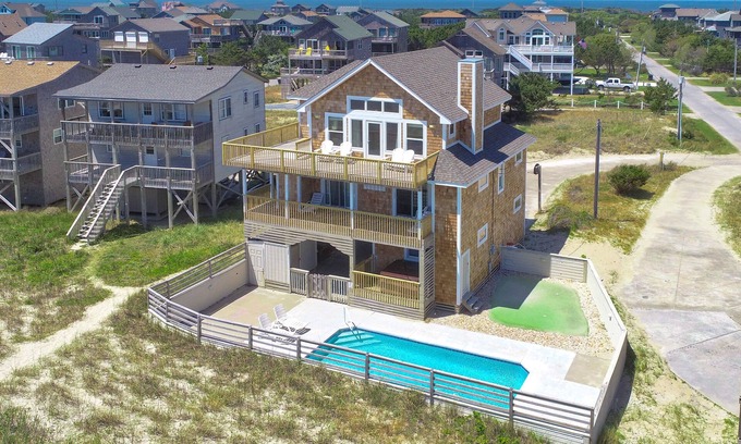 Frisco House | Oceanfront dog-friendly home with outdoor pool, hot tub, & multiple decks