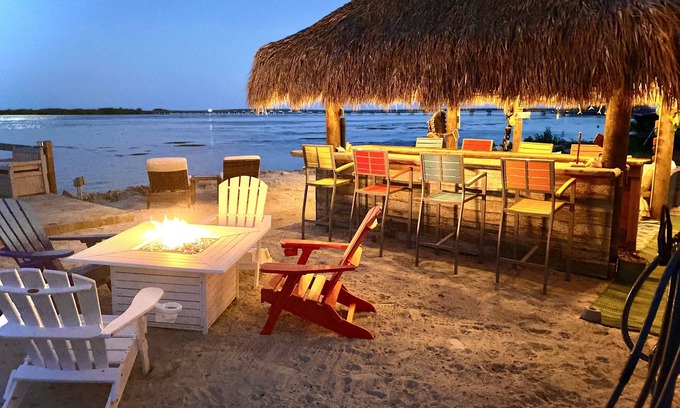 Doctor's Arm House | Oceanfront Paradise w new 365' Dock Huge Tiki and Firepit. Dogs OK