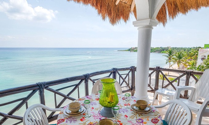 Akumal Condo | Oceanfront Penthouse with Two King Suites and Terrace
