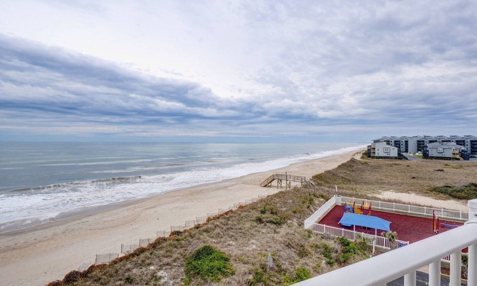 Sneads Ferry Condo | Oceanfront Point Unit, with wine fridge, steps to the beach