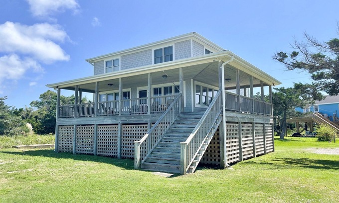 Ocracoke House | Old Pamlico Inn Site: Large waterfront home with dock, amazing views