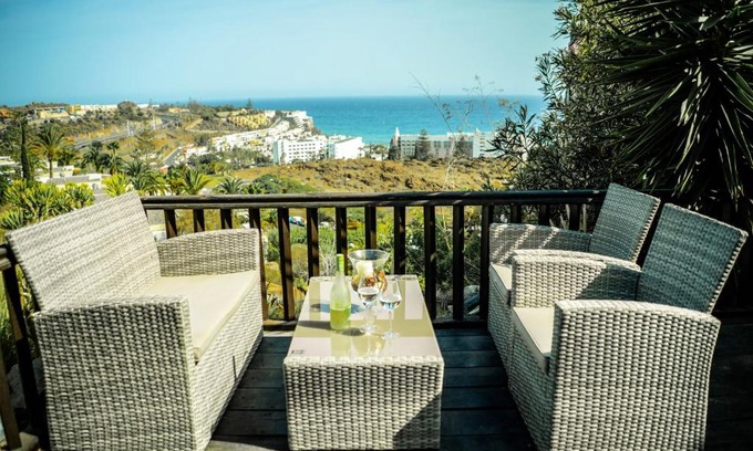 San Agustin Apartment | One bedroom appartement with sea view private pool and furnished garden at San Bartolome de Tirajana 1 km away from the beach