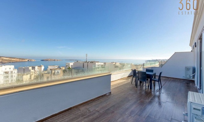 St. Paul's Bay Apartment | One of a kind 4BR penthouse with terrace & views