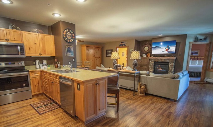 River Run Condo | Open-Concept living Area, River Run Village
