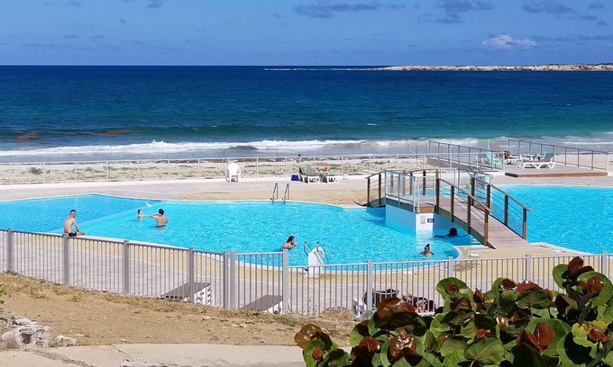 Orient Bay Apartment | Orient Bay Beach Studio, Ocean View, Patio/Terrace, King Bed, Kitchen