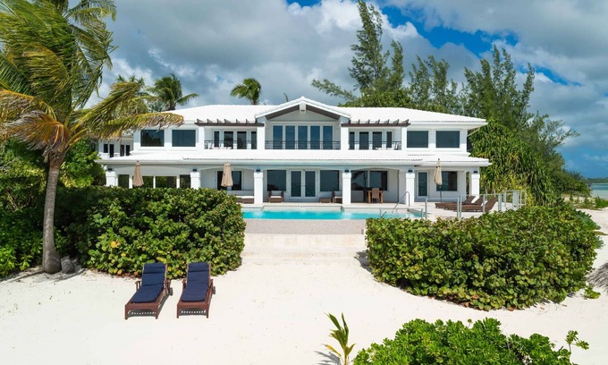 Bodden Town Villa | Pease Bay House: Beachfront Villa w/Private Tennis Court, Infinity Pool + Backyard Snorkeling