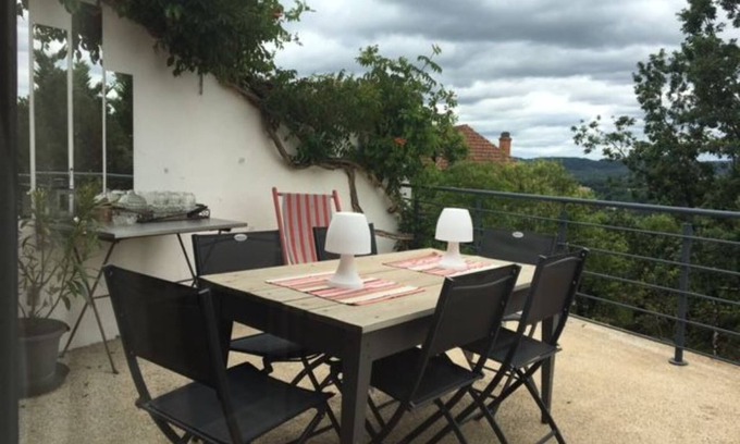 Pays-de-Belves House | Perigordian-style village house, valley views, terrace, winter garden