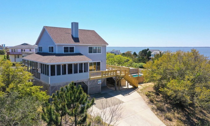 Carolina Dunes House | Pet-friendly oceanside Duck home w/pool, hot tub, sound and sunset views!