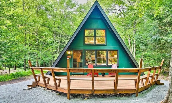 Pocono Pines Cabin | Pocono Summer Paradise: A-Frame, Sauna, Hot Tub, Fire Pit