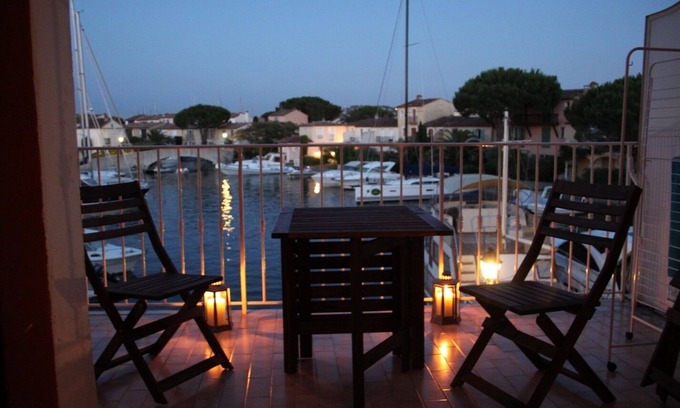 Port Grimaud Apartment | Port Grimaud: Studio 2-4pers. overlooking Port Grimaud channels Terrace South East