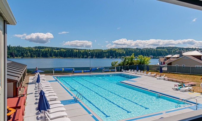Port Ludlow Condo | Port Ludlow Resort condo with scenic views, pools, tennis, & covered patio