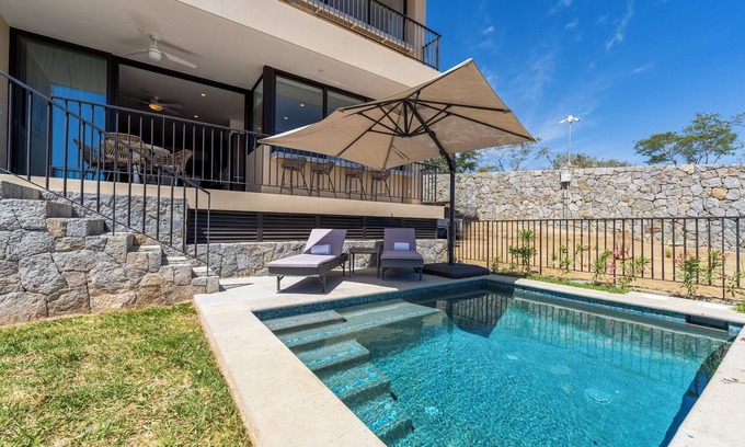 El Tezal Condo | Private and heated pool with arch view new condo!n