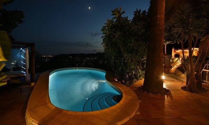Fustera Villa | Private and secured pool, stunning sea views, wifi, near the sea, summer kitchen