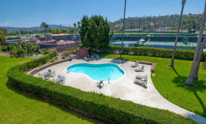Carlsbad Condo | Private Balcony Overlooking Pool | Gated Parking
