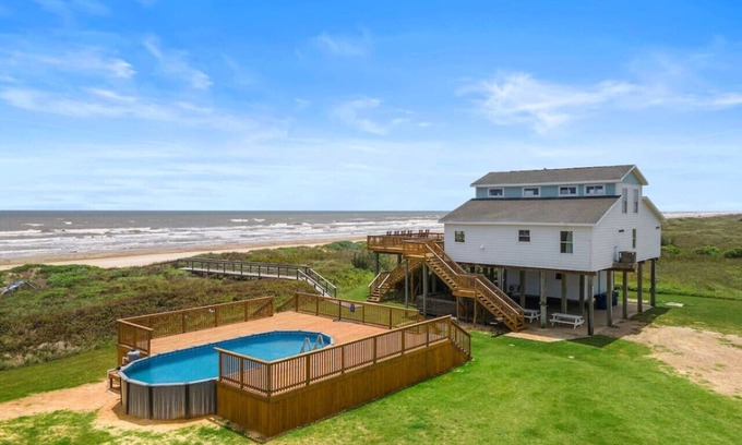 Freeport House | Private Beachfront Home with Ocean Views & Pool