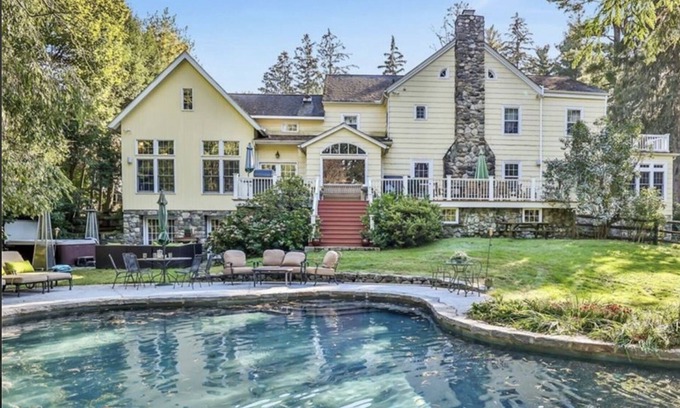 Pleasantville House | Private Chic Modern Farmhouse Pool, HotTub, pool table, Sunsets, 6BR, Offices