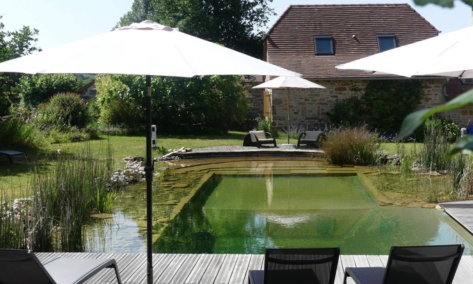 Frontenac Cottage | Quercy cottage, charm, comfort, garden with trees, natural swimming pool