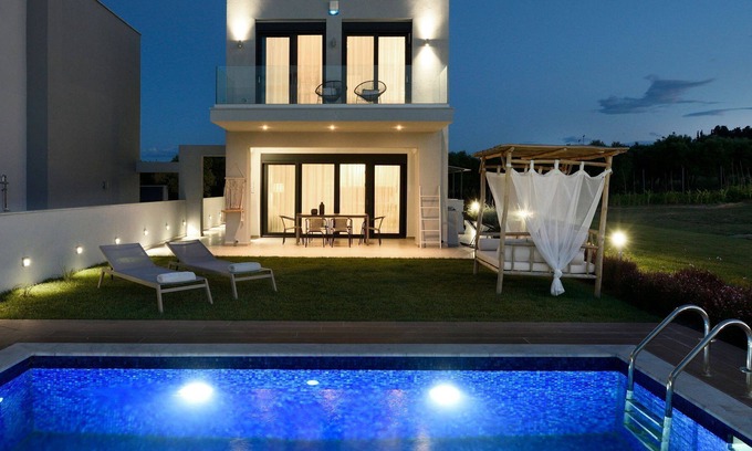 Kassandra Villa | R 1230 Izador Villa with Sea view, private pool & Welcome Basket on arrival