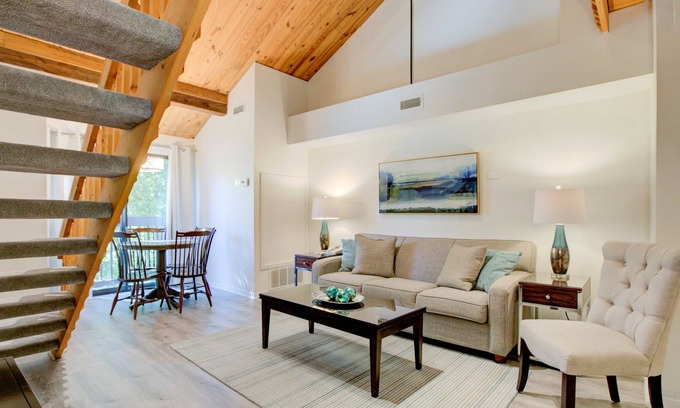 Wintergreen Condo | Recently updated, modern lodge room with open loft bedroom.