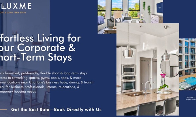 Paw Creek Apartment | Reluxme|Stylish 2BR w/Balcony, Gym, Pool, Stores