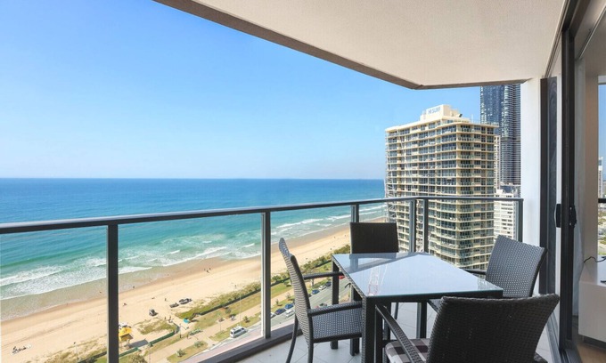 Surfers Paradise Apartment | Rhapsody by the Sea: 360° Ocean Views, Pool & Gym