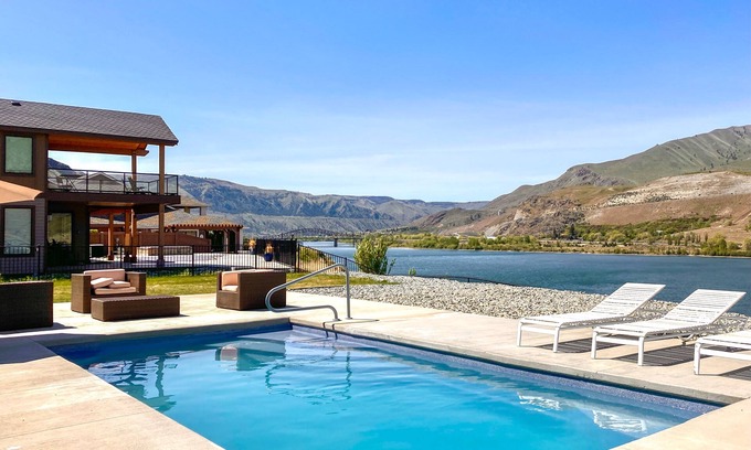 Orondo House | Riverfront, Chelan area home with private pool & hot tub