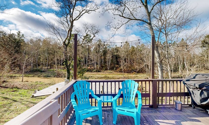 River Trace House | Riverfront home near Gulf beaches with private deck & scenic dock