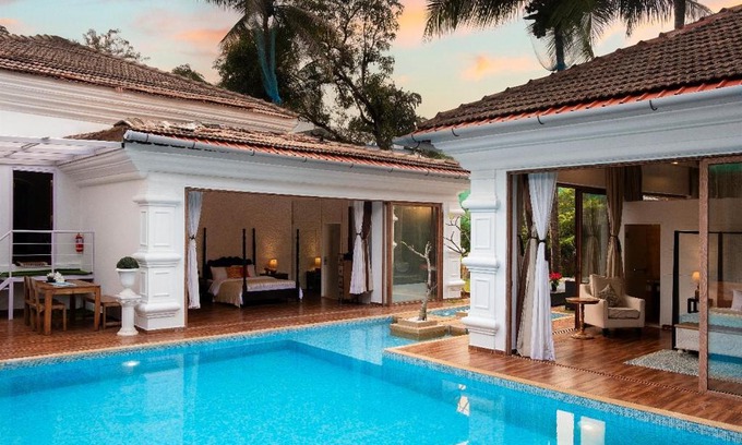 Saligao Villa | SaffronStays Amancio, Bardez - portugese-style luxury pool villa in North Goa