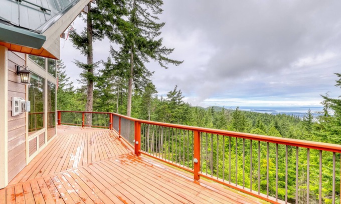 Olga House | Secluded cabin with amazing water views, huge deck, fireplace, & jetted tub