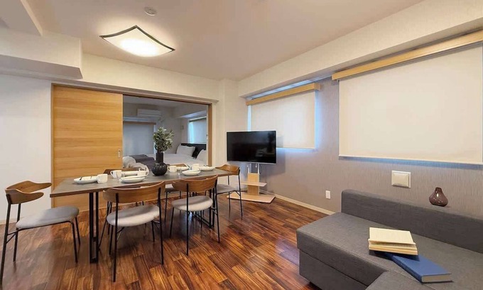 Hiroshima City Centre Apartment | Secure 1BR Apt with Dining & Living Space