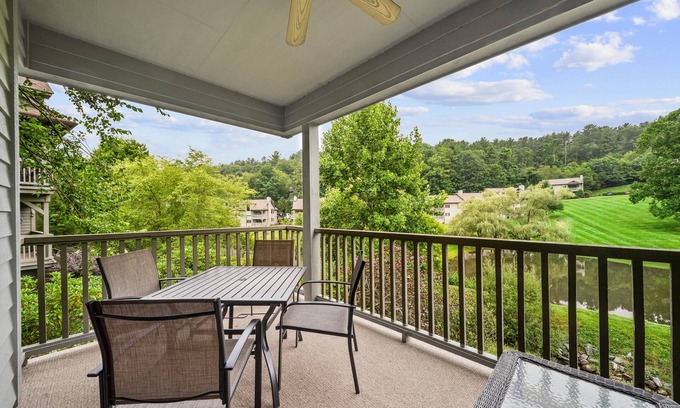 Blowing Rock Condo | Sierra 1 Condo at Chetola Resort: Pond view, foosball table, and resort amenities