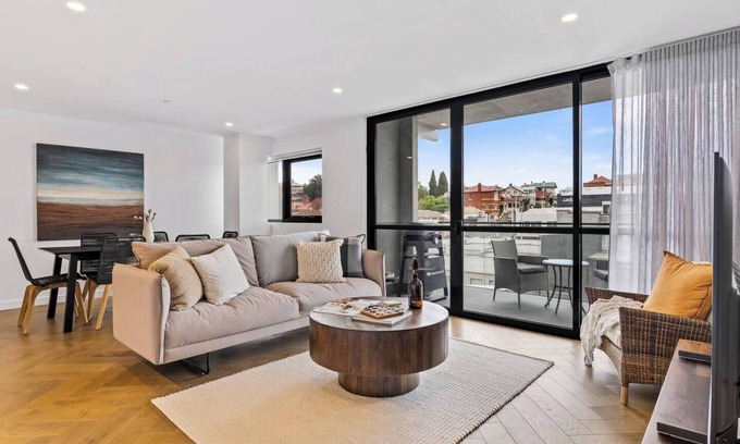 Hobart Central Business District Apartment | Sleek City Pad with a Garden Rooftop