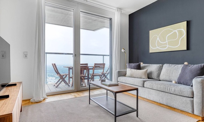 Vienna Apartment | Sleek Leopoldstadt 2BR w/Gym, Elevator & Balcony, near U2, by Blueground