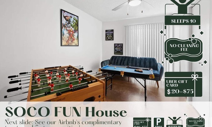 Bouldin Apartment | SOCO FUN HOUSE |Sleeps 10 |Free Pkg |Downtown