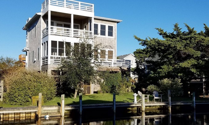 Ocracoke House | Sound Breeze: Contemporary canal front, screened porch, decks.