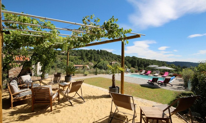 Les Salelles House | South Ardèche, charming house with swimming pool and magnificent view