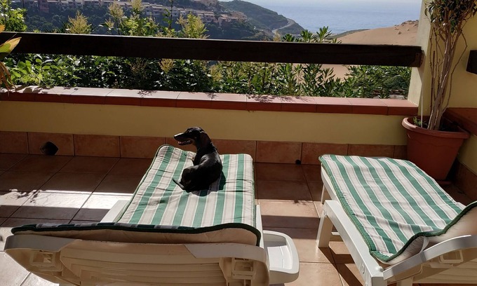 Torre dei Corsari House | Spacious terrace with panoramic sea view and sand dunes