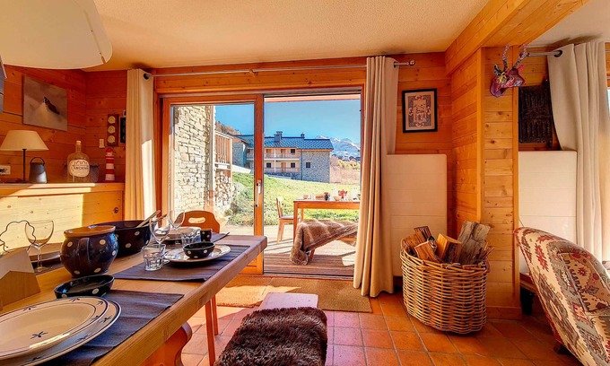 Le Bettaix Ski Chalet | Spacious 10-Person Ski-In Chalet with Fireplace, Terrace & Game Room