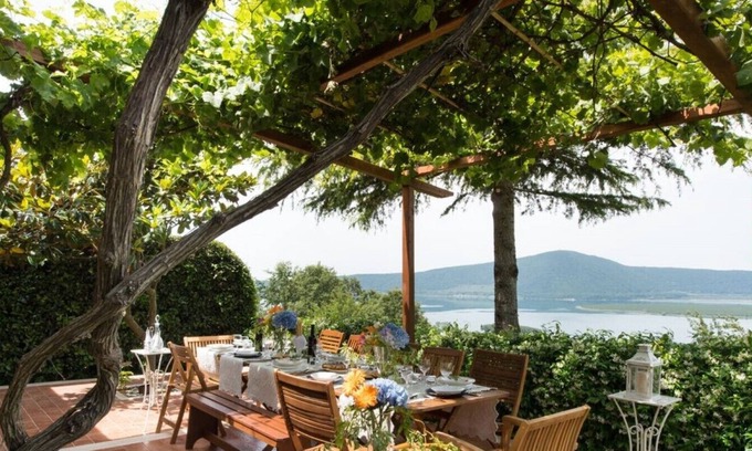 Caprarola Villa | Spacious House for family rental at lake near Rome; Lake View Garden, WiFi, Pool