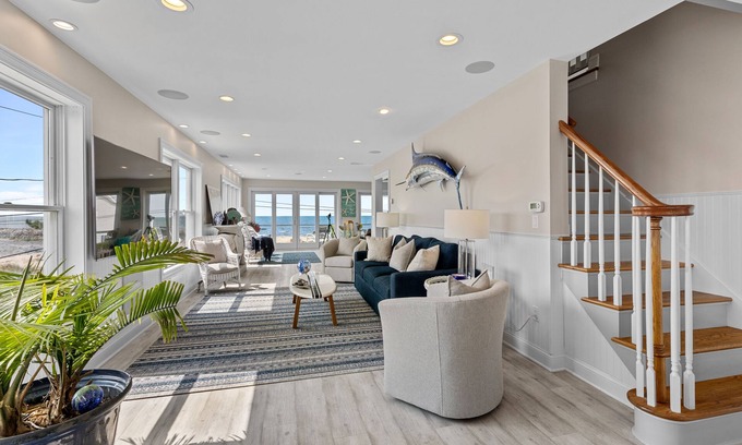 Saybrook Manor House | Spacious Modern Ocean Front Beach House in IndianTown Beach Old Saybrook, CT