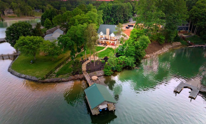 Sherrills Ford House | Spacious Waterfront Home on Lake Norman with Firepit, Views, and Dock Access