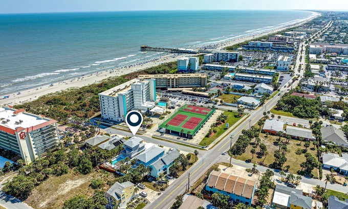 Port Canaveral House | Spectacular 3-story ocean-view beach house with full-size pool & firepit