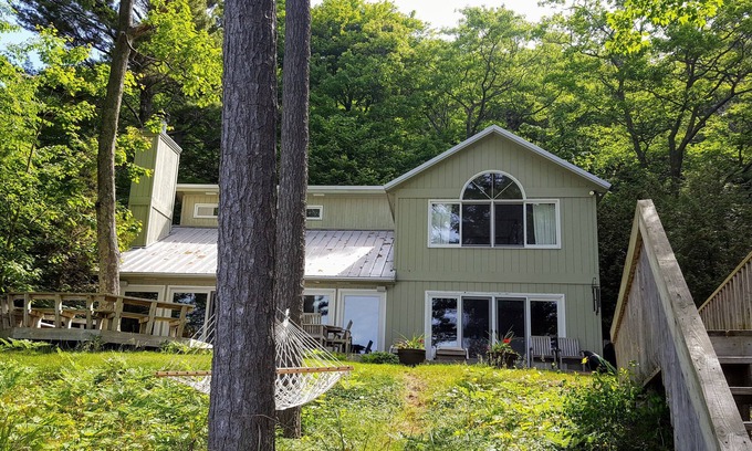 Shelby Cottage | Spectacular view of Lake Michigan from inside and the deck